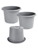Garronda Blumentopf Set 3er Pack Grau Kunststoff Bild 1