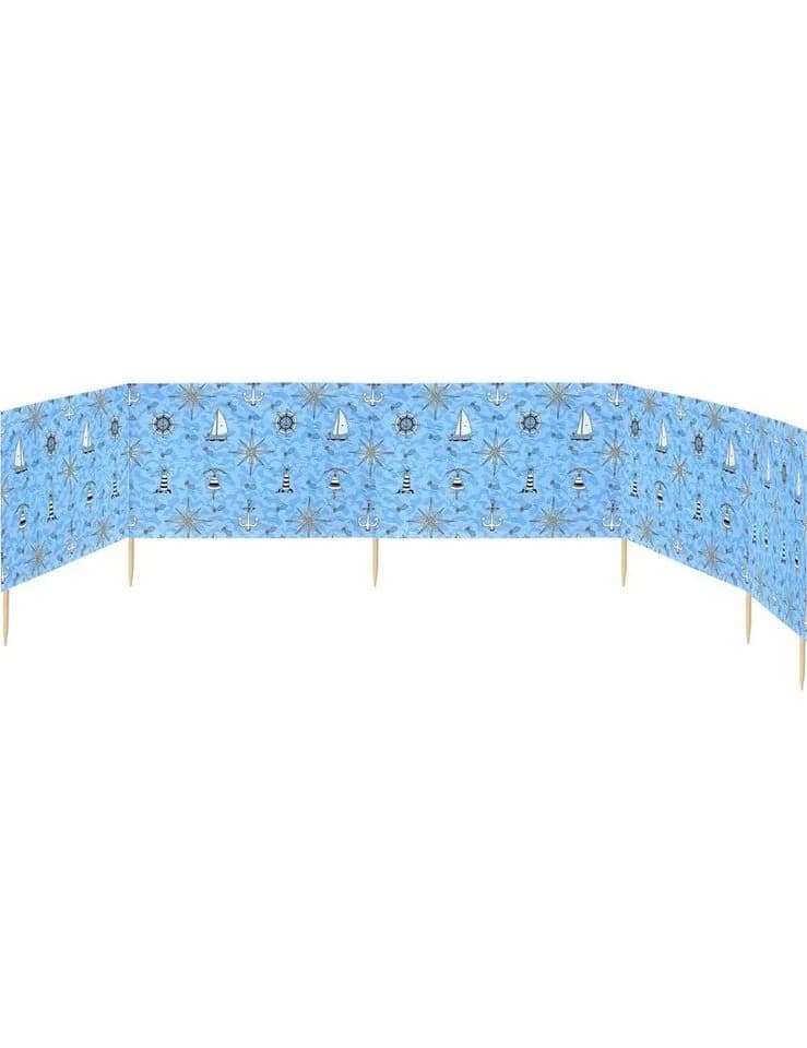 Ladeheid Strandwindschutz 4m Sichtschutz mit Holzpfählen