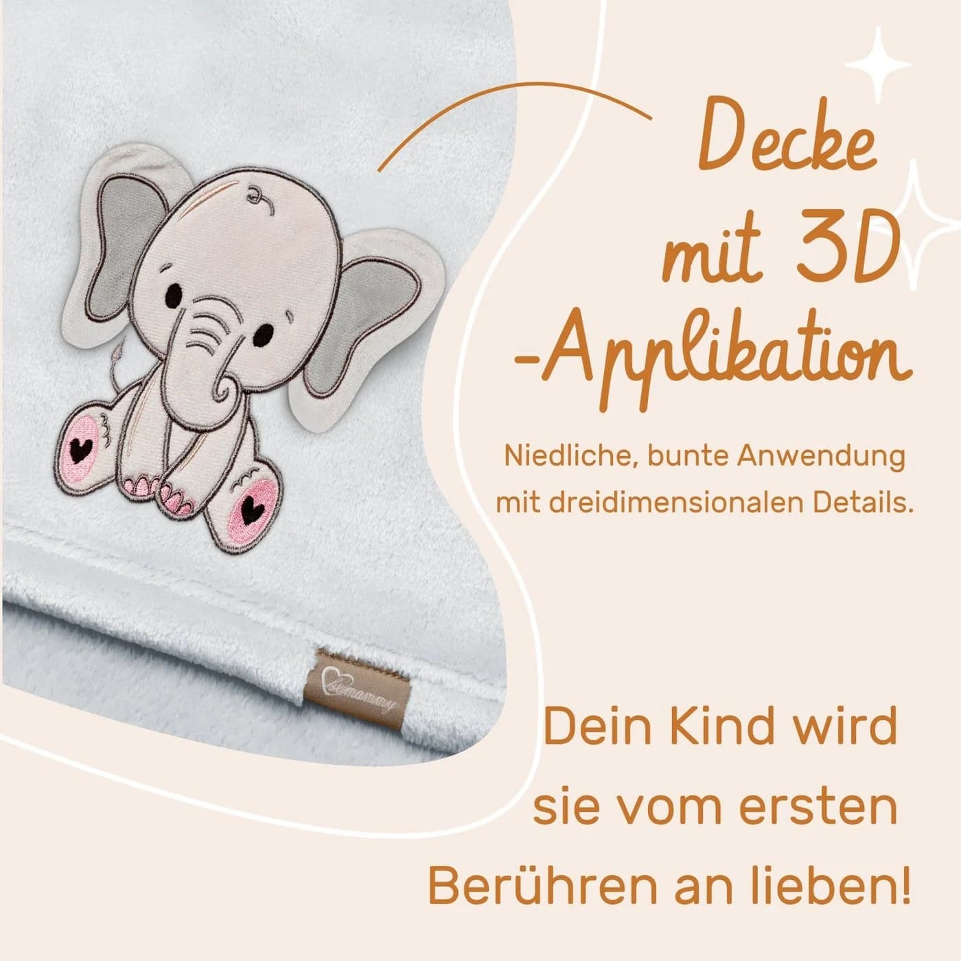 Be Mammy Wohndecke Warme Kuscheldecke Babydecke Grau Elefant - Bild 4