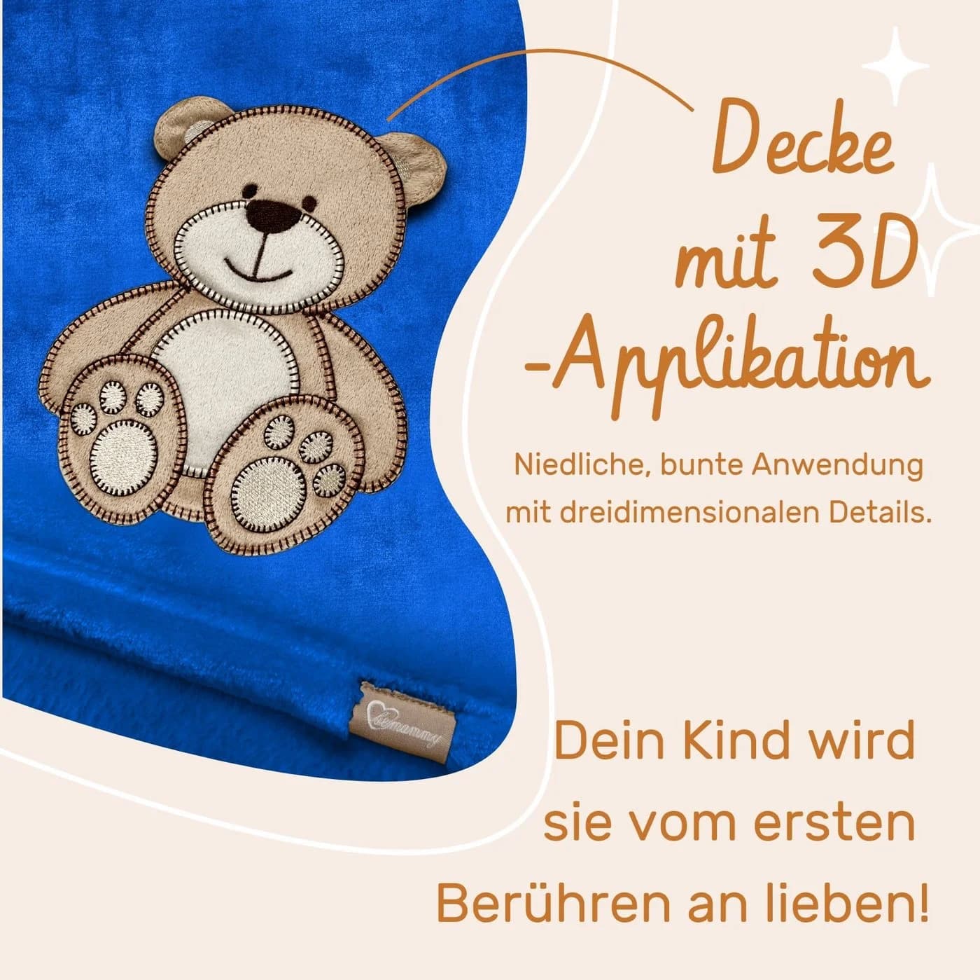 Be Mammy Wohndecke Warme Kuscheldecke Babydecke Dunkelblau - Bär - Bild 5