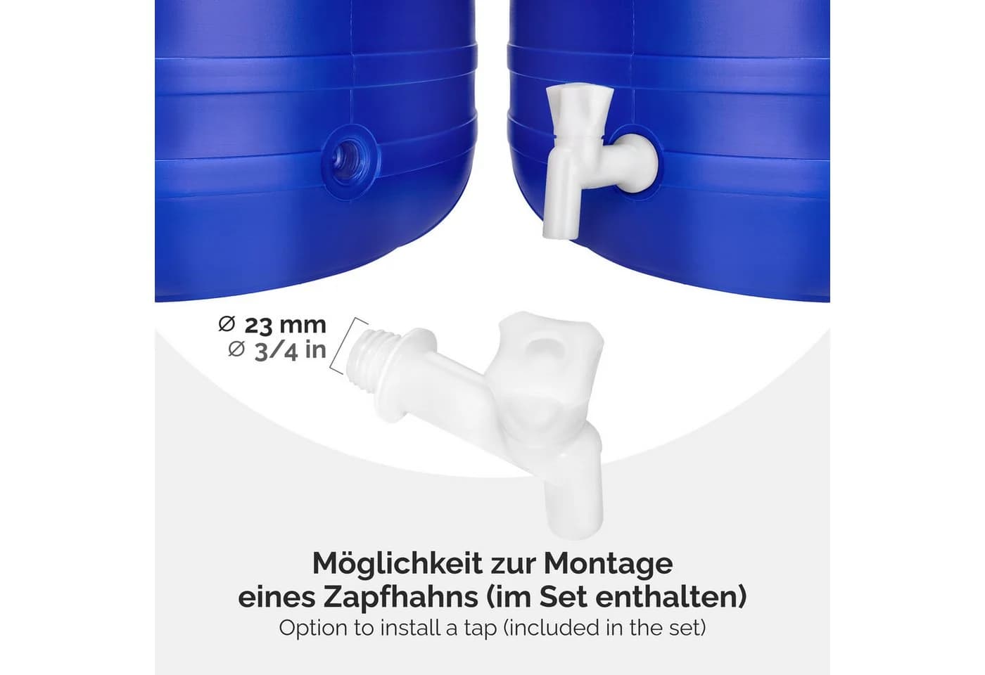 Garronda Regentonne 60 L Blau BPA-frei mit Deckel und Hahn - Bild 4