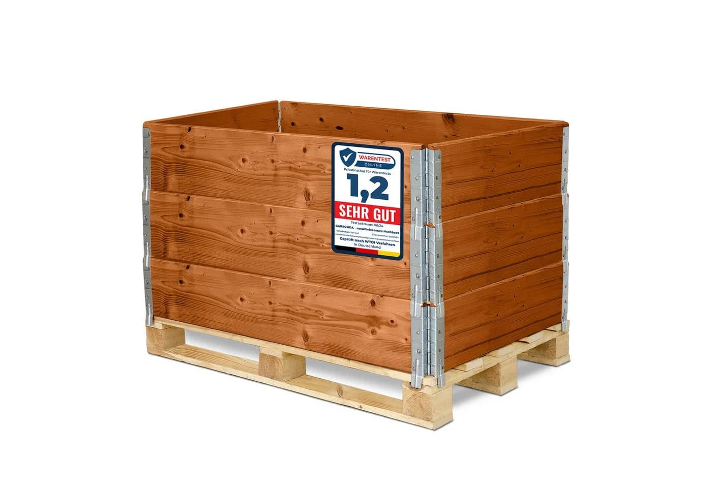 Garronda Auflagenbox Holzaufsatzrahmen für Palette Holzkiste (3 St) Braun