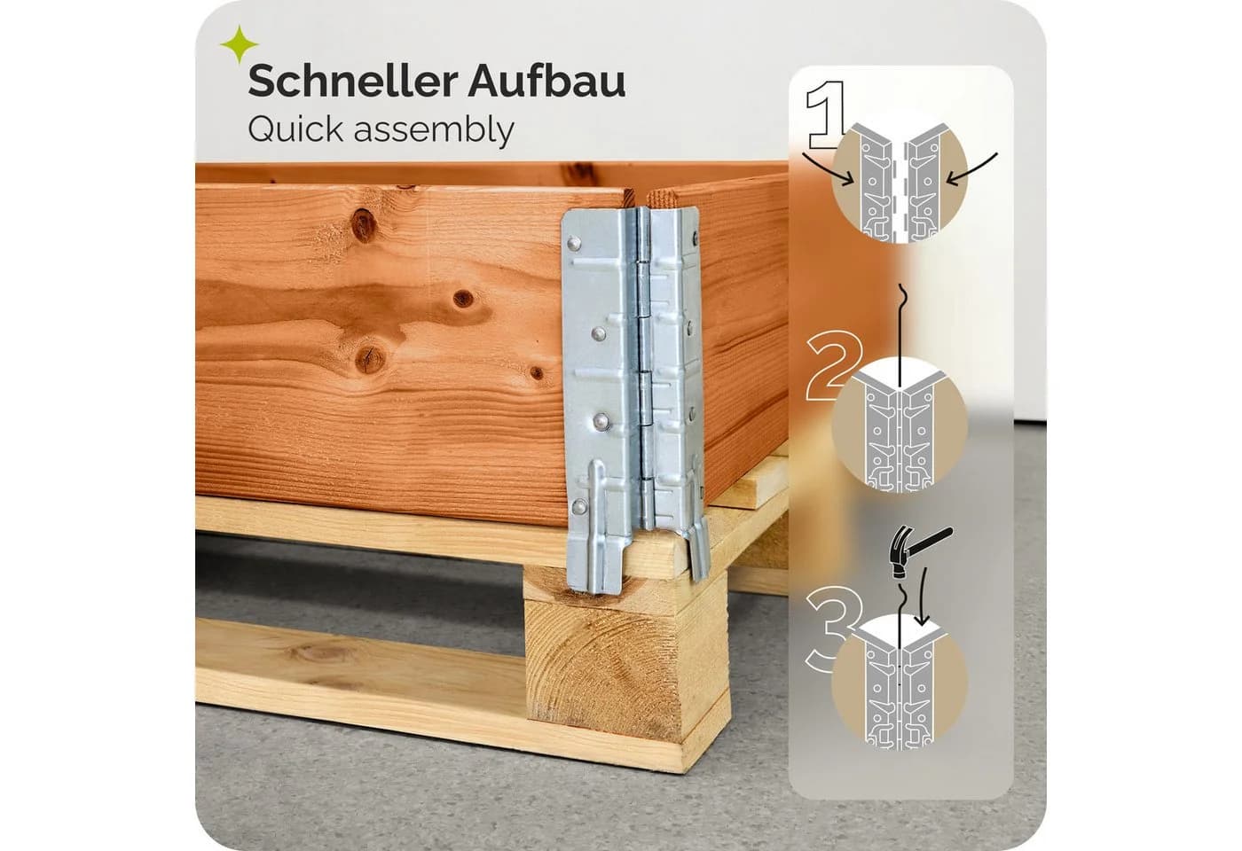 Garronda Auflagenbox Holzaufsatzrahmen für Palette Holzkiste (3 St) Braun - Bild 4