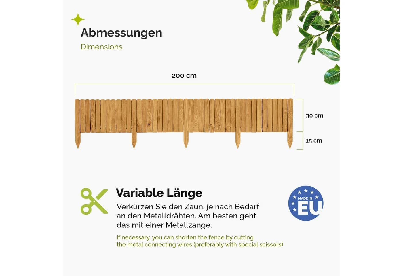 Garronda Zaun Rasenkante Holz Beeteimfassung Flexibler Rollborder