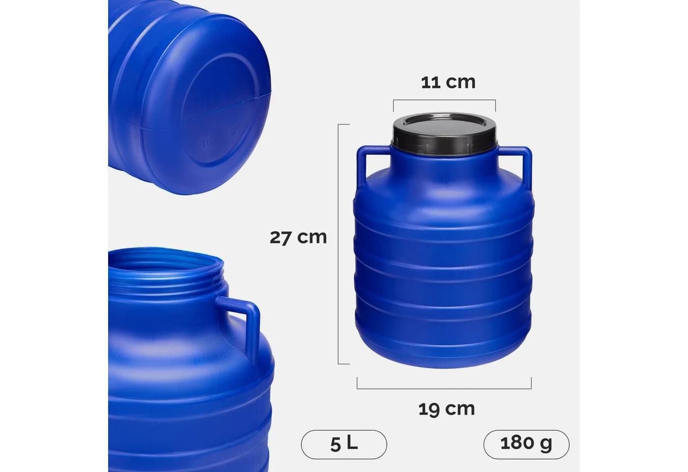 Garronda Regentonne Set 5x 5L BPA-frei HDPE Kunststoff blau - Bild 3