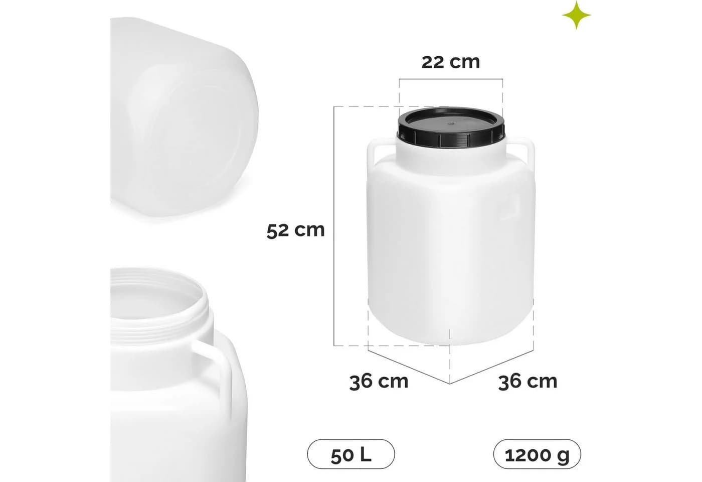 Garronda Regentonne Set 50L BPA-frei Weiß mit Deckel