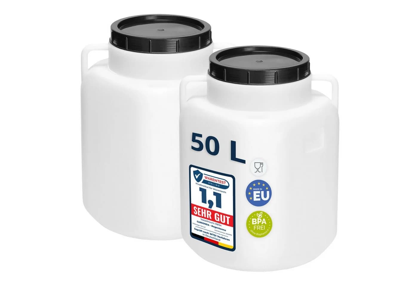 Garronda Regentonne Set 50L BPA-frei Weiß mit Deckel - Bild 2