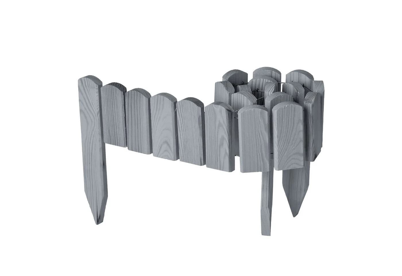 Garronda Zaun Rasenkante Holz Beeteimfassung 100 cm Flexibler Rollborder Grau - Bild 2
