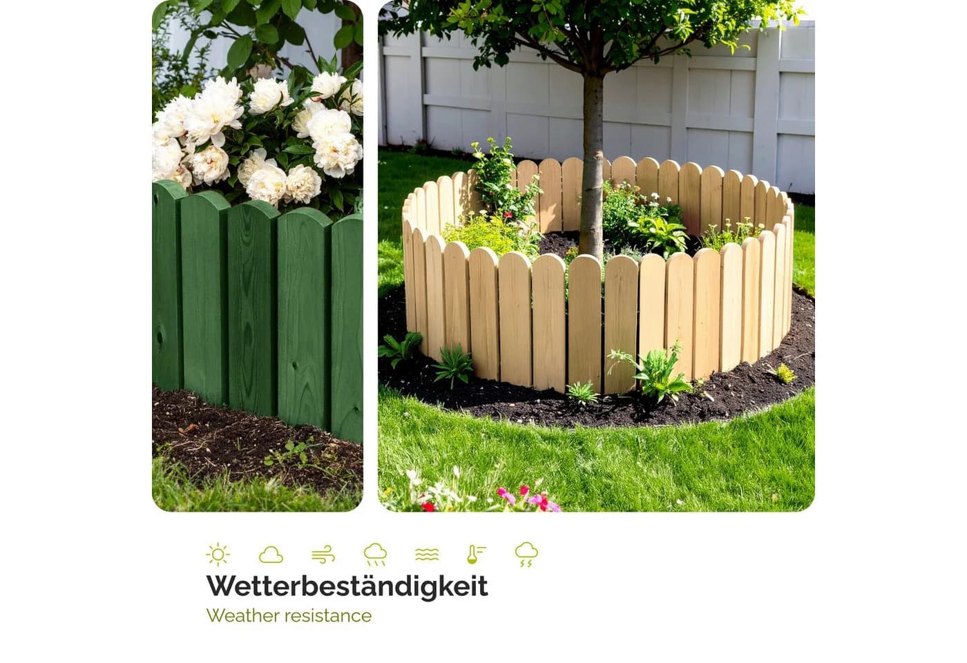Garronda Zaun Rasenkante Holz Beeteimfassung 100 cm Flexibler Rollborder Grau - Bild 5