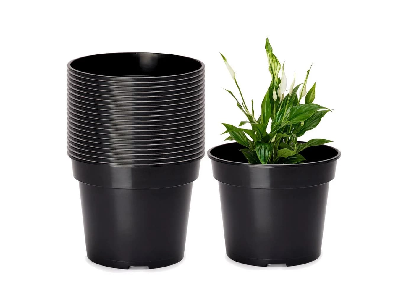 Garronda Blumentopf Kunststoff Rund Schwarz 20er Set - Bild 2