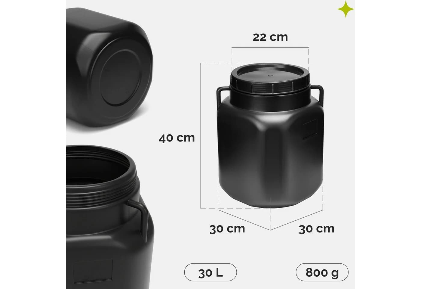 Garronda Regentonne 30l Schwarz BPA-frei Kunststoff Behälter mit Deckel - Bild 3