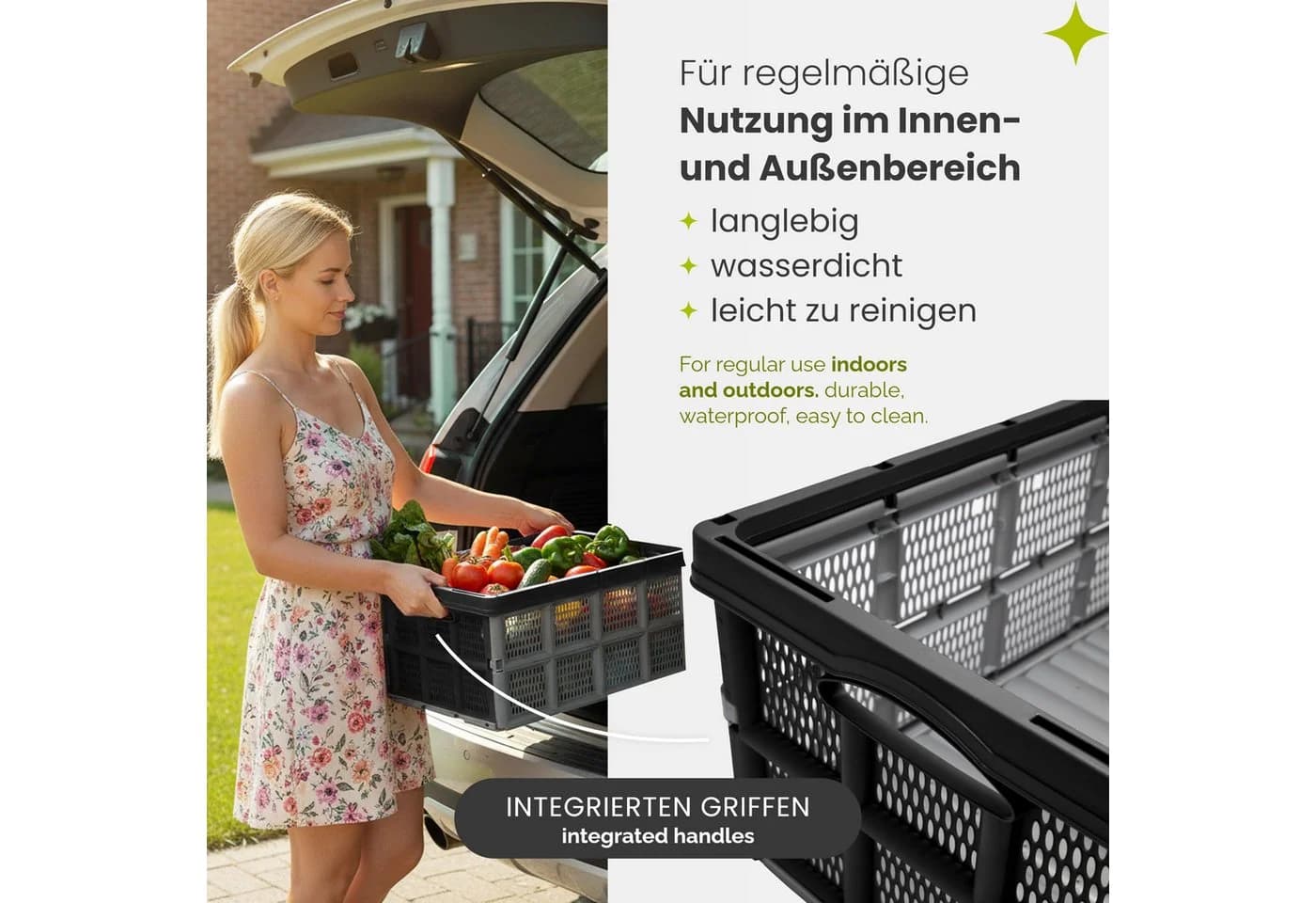 Garronda Faltbox Klappbox 51x34,5x22,5 cm Kunststoff HDPE Grau/Schwarz - Bild 3