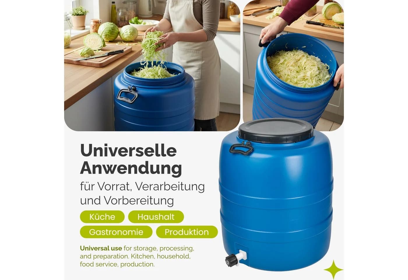 Garronda Regentonne 15 L Weithalsfass HDPE Kunststofffass Wasserbehälter - Bild 5