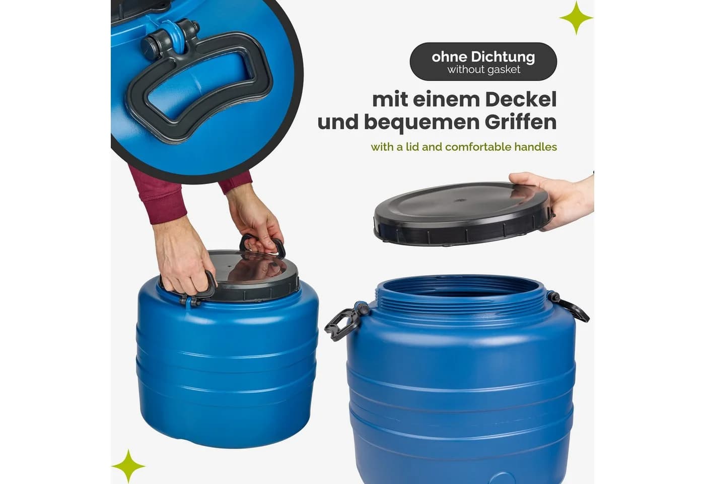 Garronda Regentonne 30L HDPE Weithalsfass Blau - Bild 3