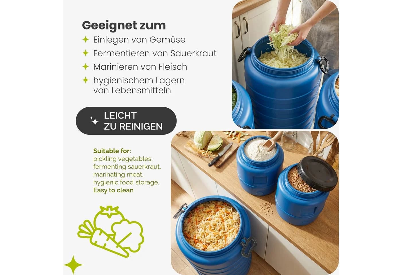 Garronda Regentonne 120 L Weithalsfass HDPE Blau - Bild 5
