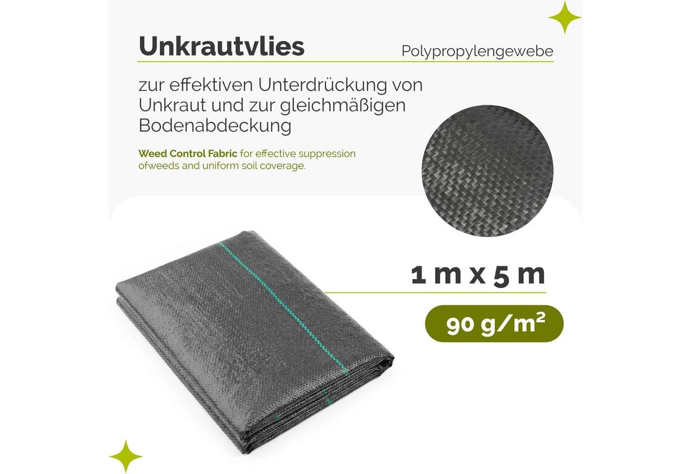 Garronda Unkrautvlies 90 g/m² Schwarz Wasserdurchlässig Gewebt