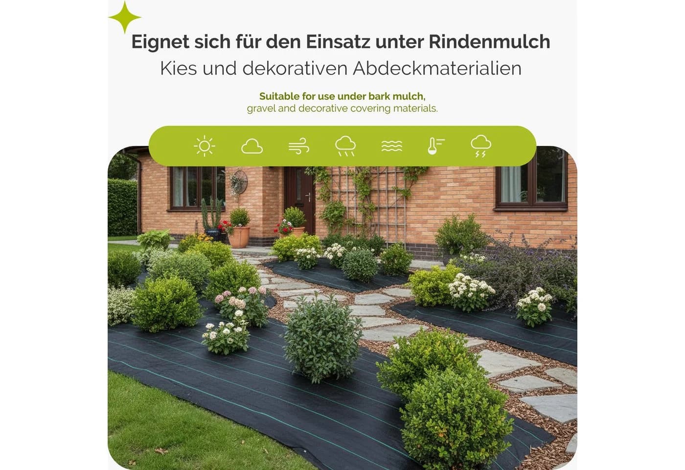 Garronda Unkrautvlies 90 g/m² Schwarz Wasserdurchlässig Gewebt - Bild 4