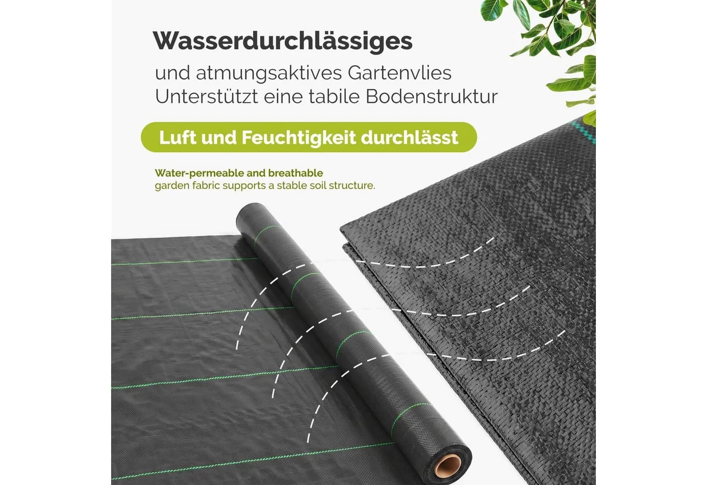 Garronda Unkrautvlies 90 g/m² Schwarz Wasserdurchlässig Gewebt - Bild 5