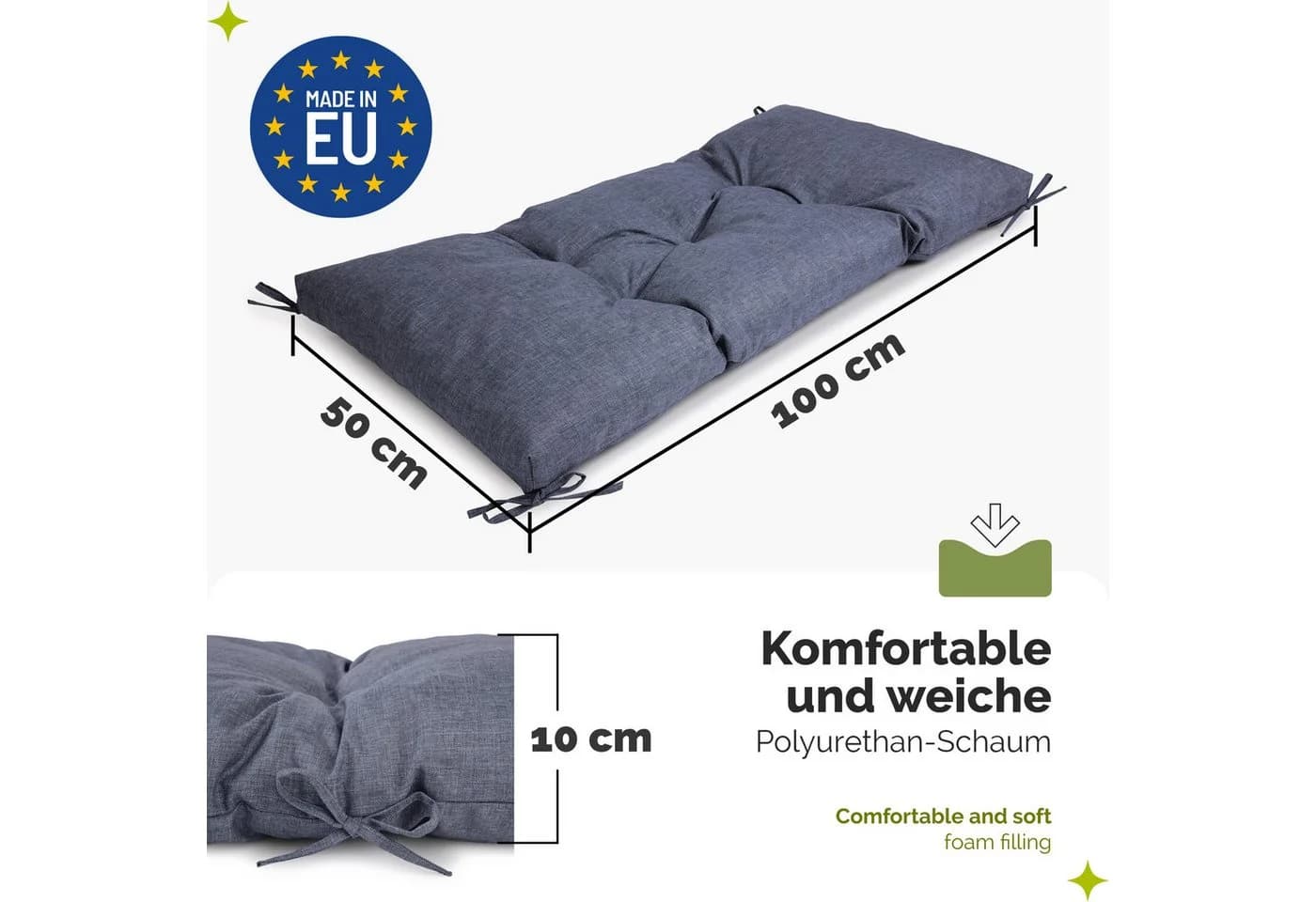 Garronda Bankauflage Marineblau Outdoor Kissen UV-beständig