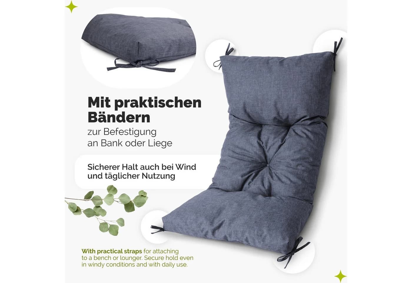 Garronda Bankauflage Marineblau Outdoor Kissen UV-beständig - Bild 3