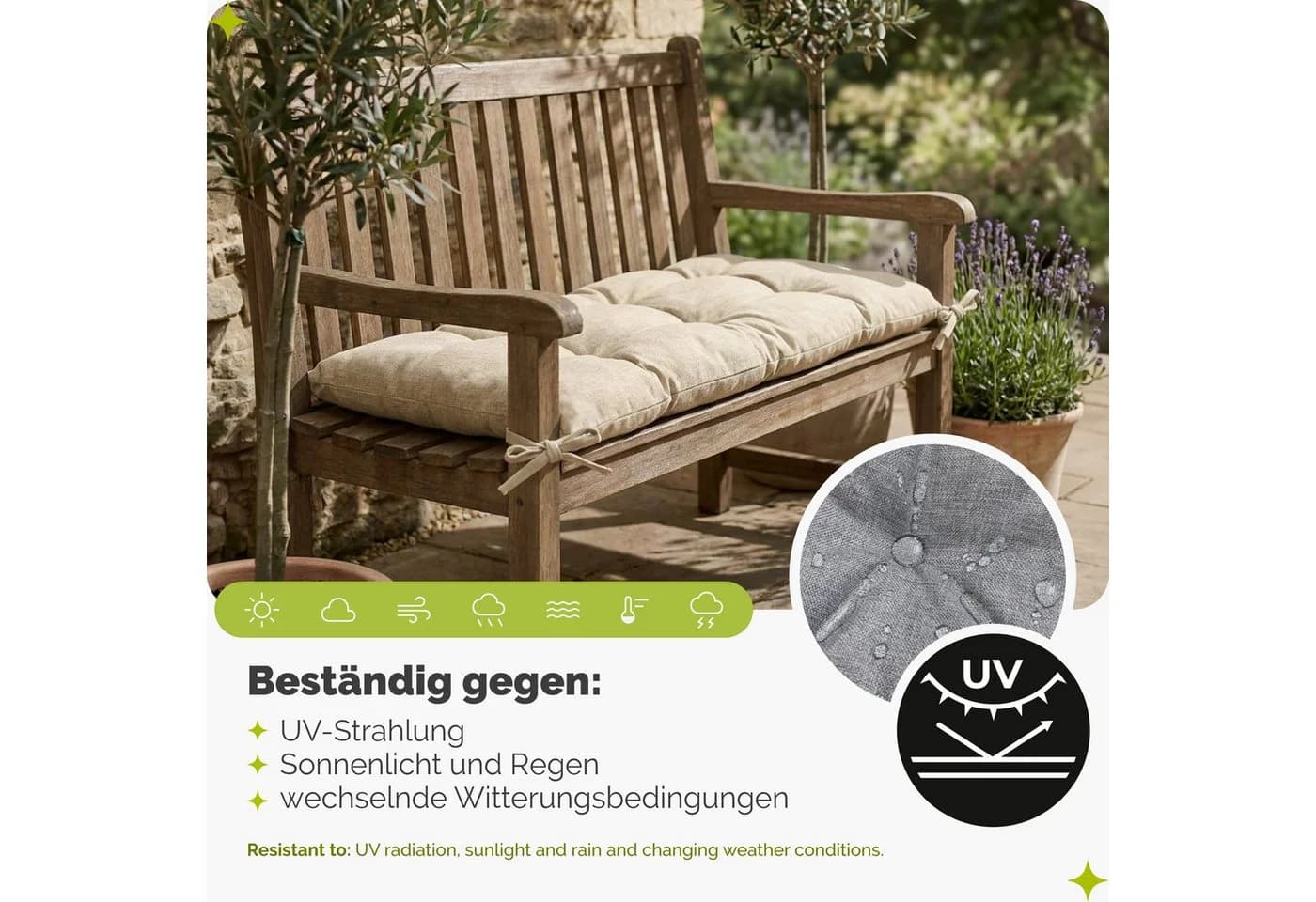 Garronda Bankauflage Marineblau Outdoor Kissen UV-beständig - Bild 4