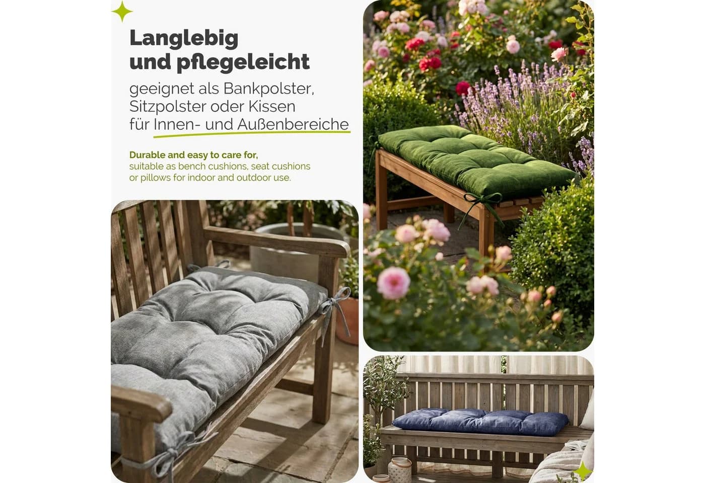 Garronda Bankauflage Marineblau Outdoor Kissen UV-beständig - Bild 5