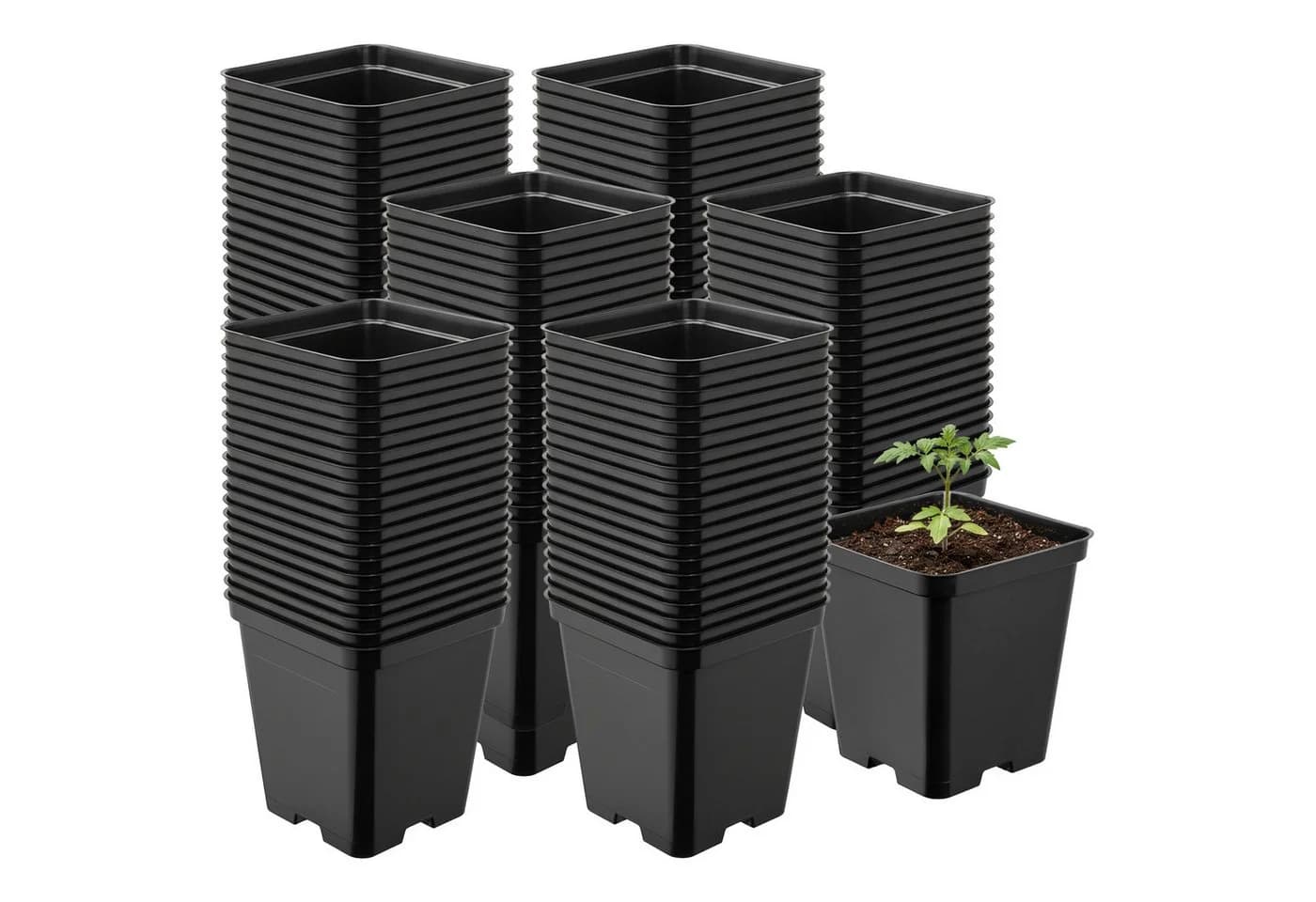 Garronda Blumentopf Kunststoff eckig 100er Set mit Drainagelöchern - Bild 2