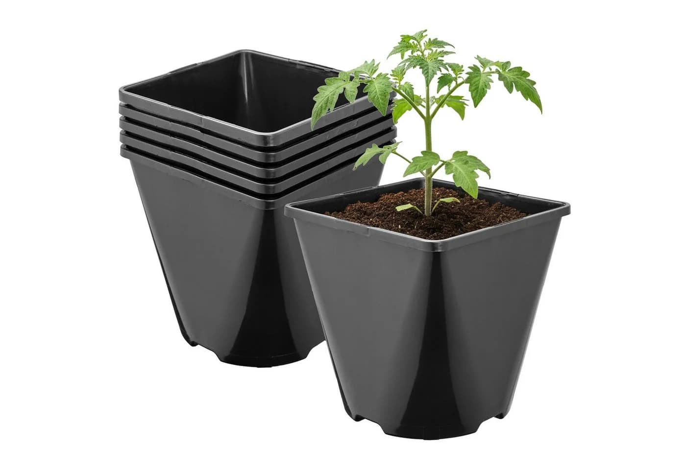Garronda Blumentopf Kunststoff eckig abgerundet mit Drainagelöchern (5er Set) - Bild 2