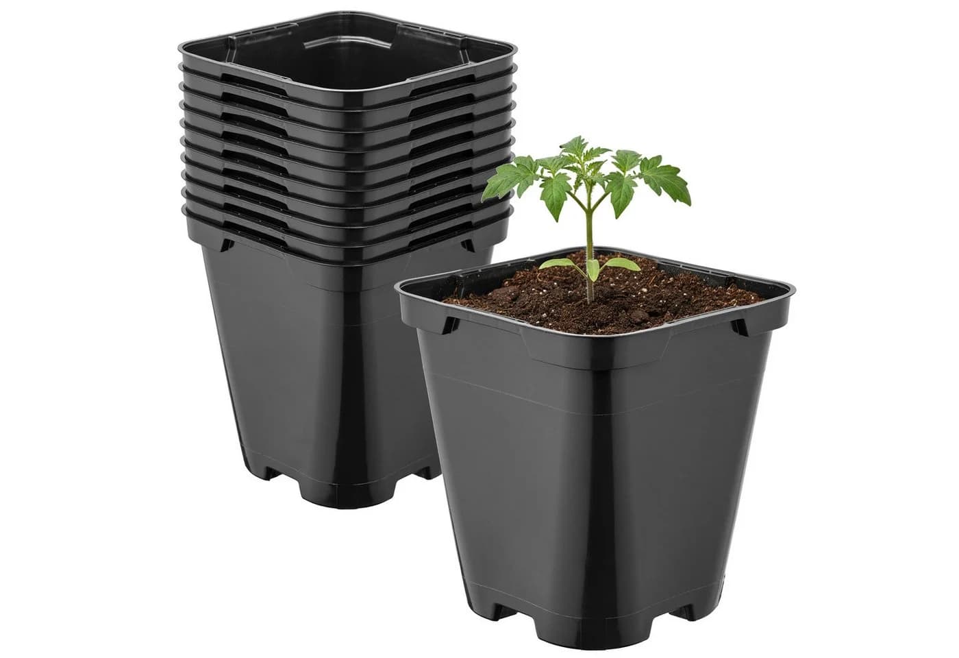 Garronda Blumentopf Kunststoff eckig abgerundet 10er Set - Bild 2