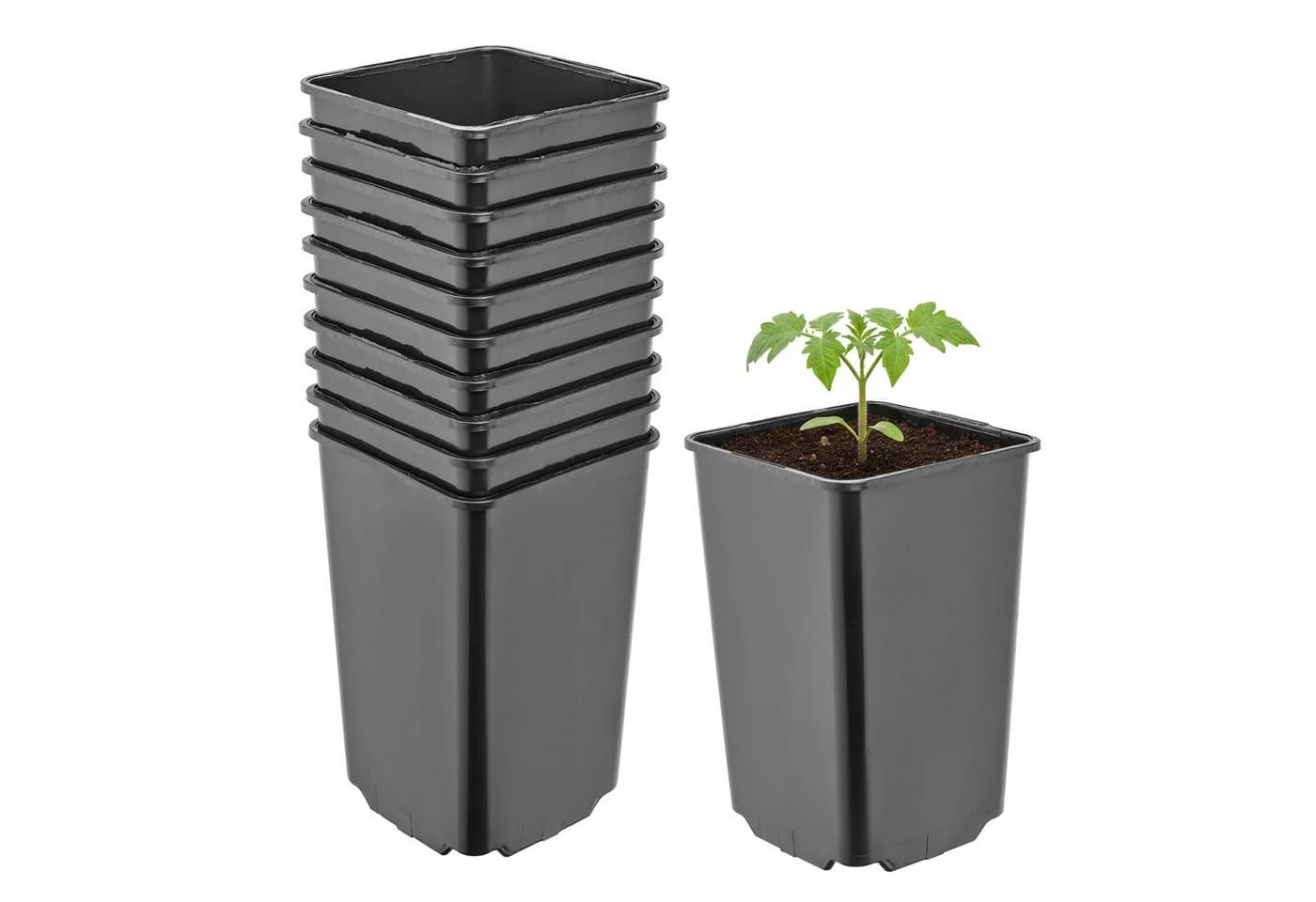 Garronda Blumentopf Kunststoff hoch eckig 10er Set mit Drainagelöchern - Bild 2