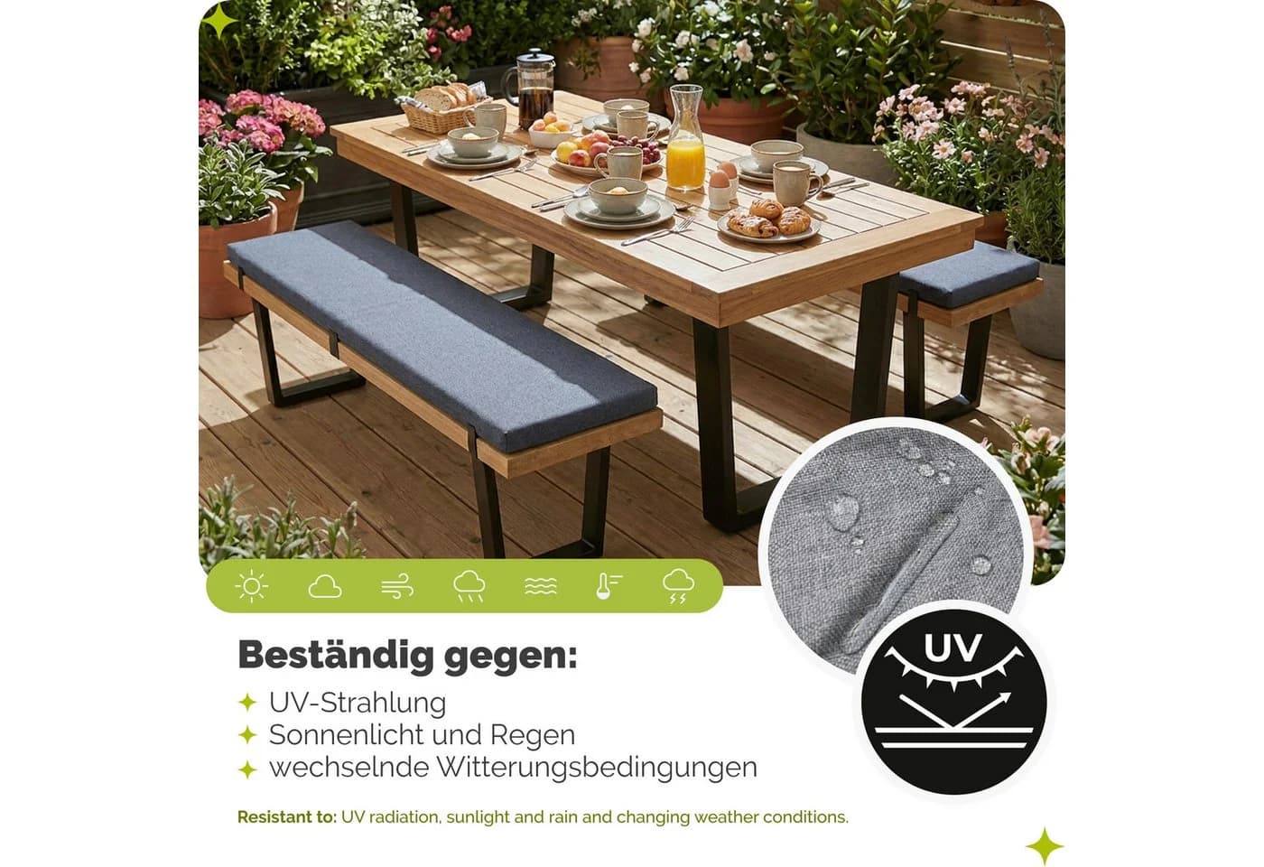 Garronda Bankauflage Schwarz wasserabweisend UV-beständig - Bild 4