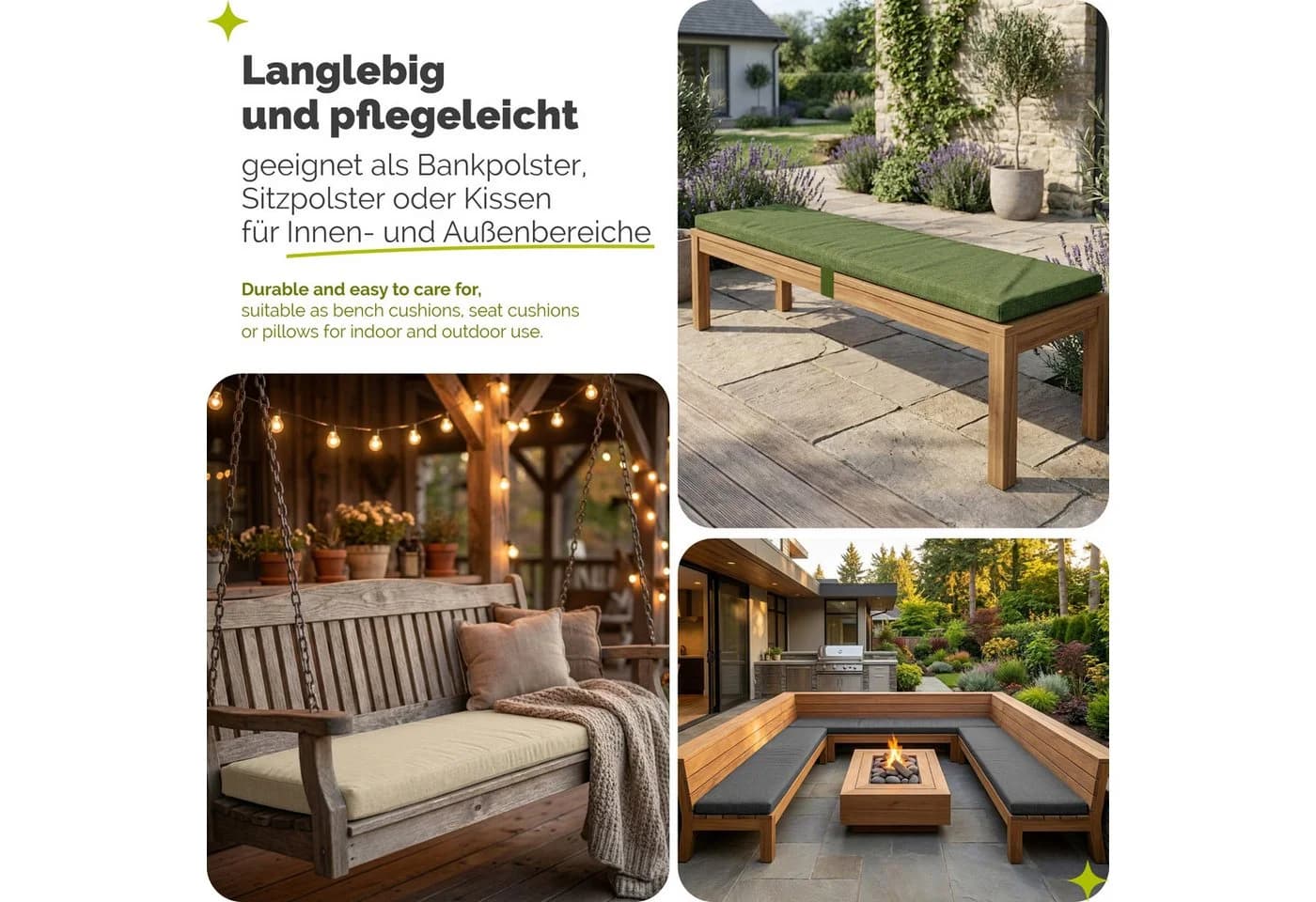 Garronda Bankauflage Schwarz wasserabweisend UV-beständig - Bild 5
