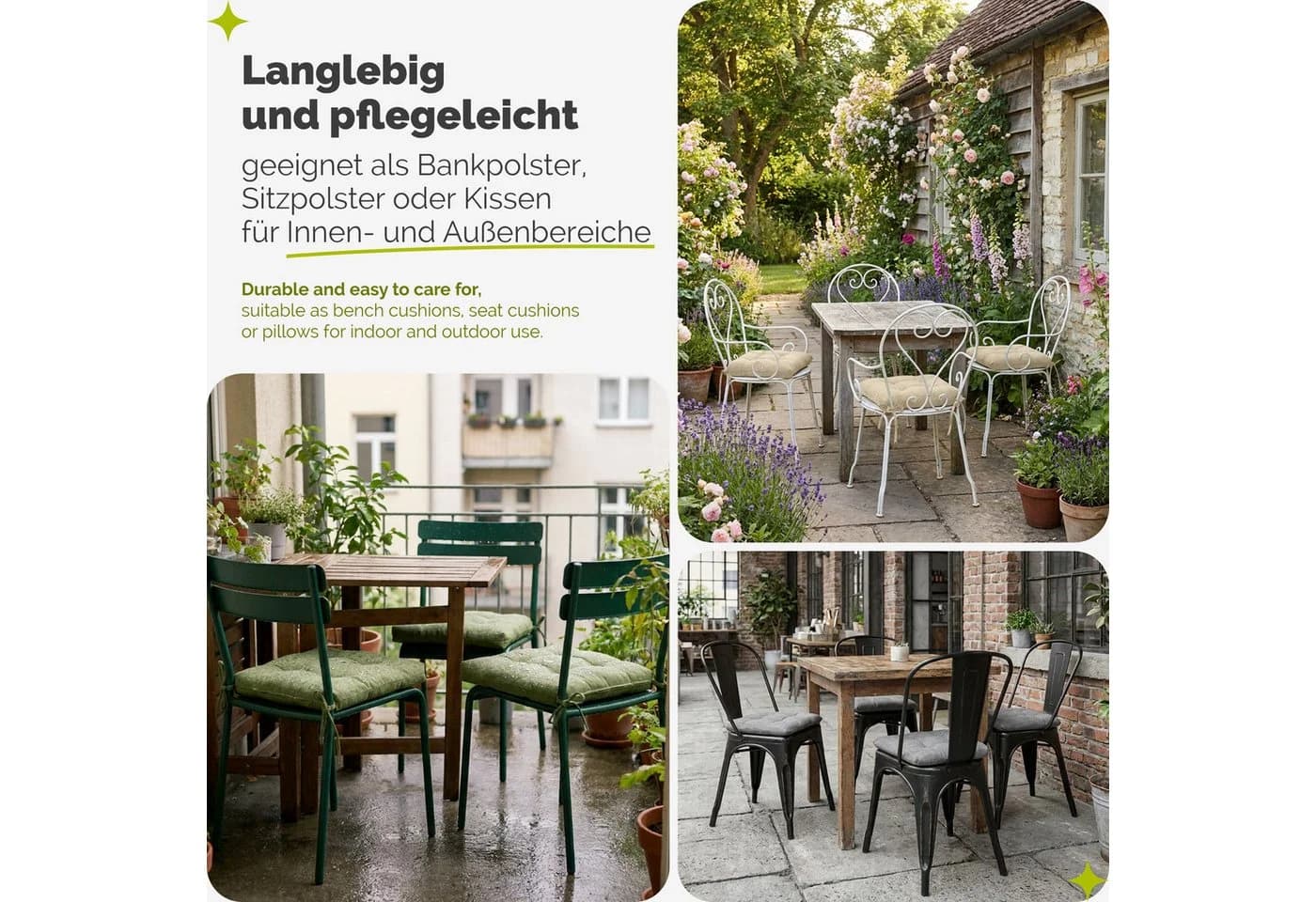 Garronda Bankauflage Grün wasserabweisend UV-beständig - Bild 5