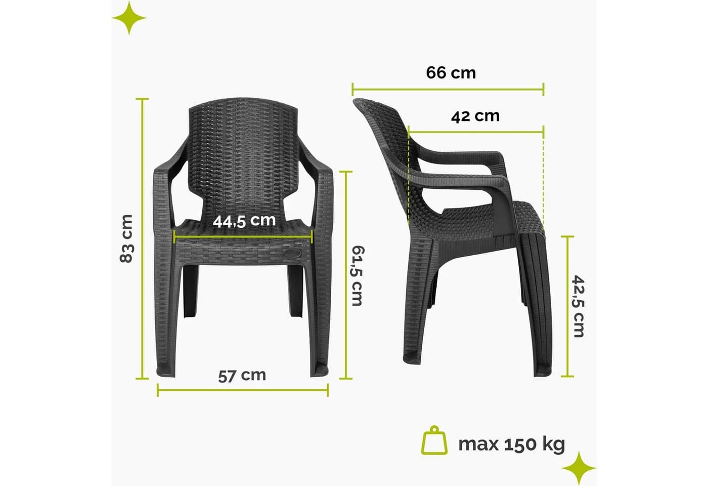 Garronda Gartenstuhl stapelbar Rattan-Optik Schwarz