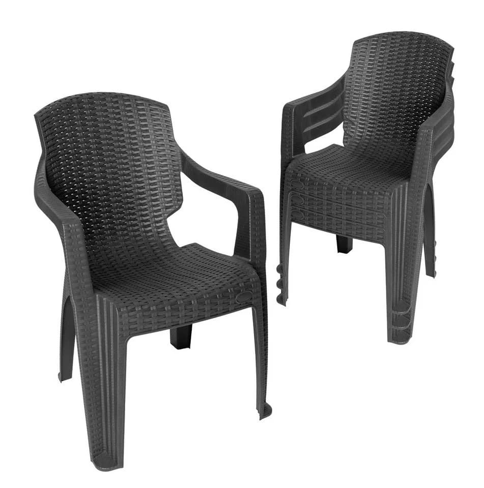 Garronda Gartenstuhl stapelbar Rattan-Optik Schwarz - Bild 2