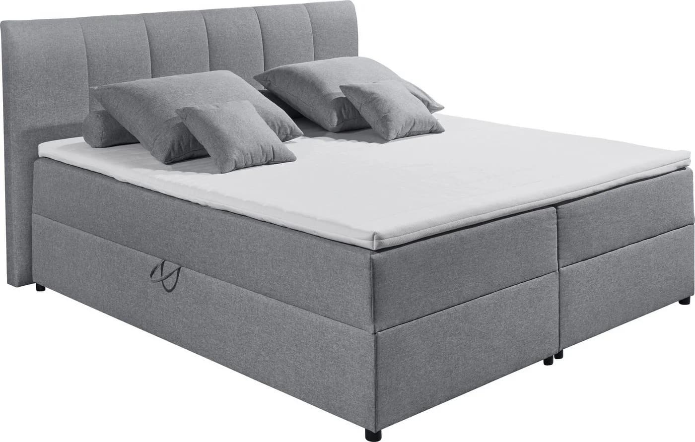 ED EXCITING DESIGN Boxbett Granada Grau mit Bettkasten und Topper