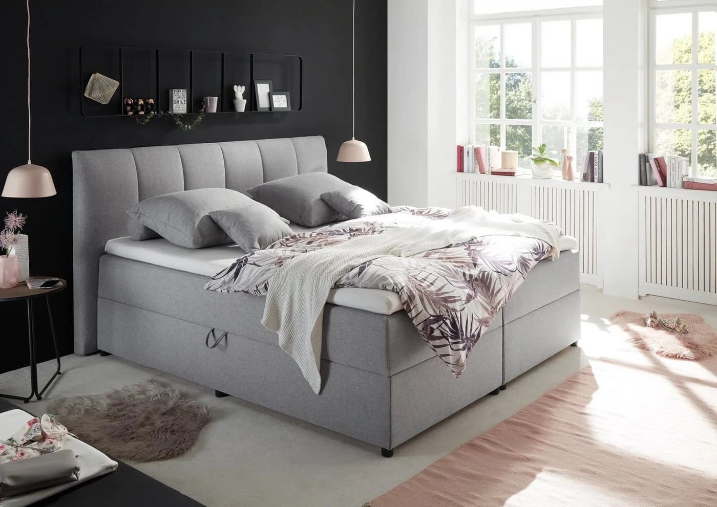 ED EXCITING DESIGN Boxbett Granada Grau mit Bettkasten und Topper - Bild 2