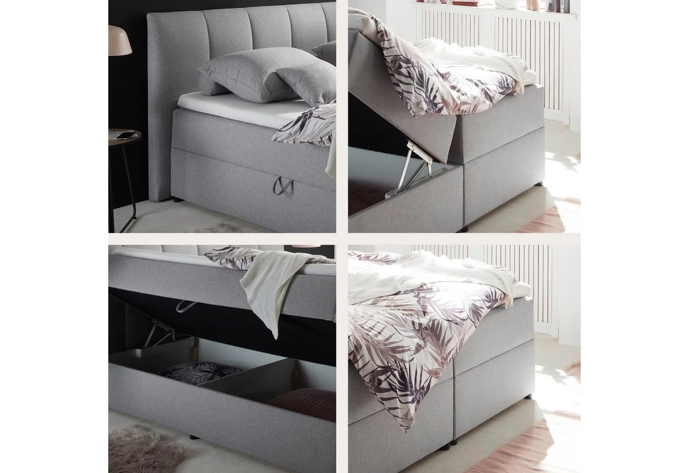 ED EXCITING DESIGN Boxbett Granada Grau mit Bettkasten und Topper - Bild 4