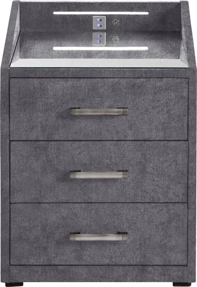 ED EXCITING DESIGN Moon Nachtschrank Anthrazit mit LED und USB