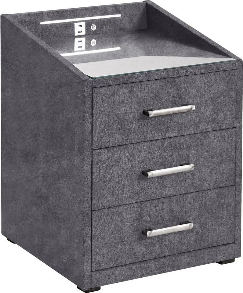 ED EXCITING DESIGN Moon Nachtschrank Anthrazit mit LED und USB - Bild 2