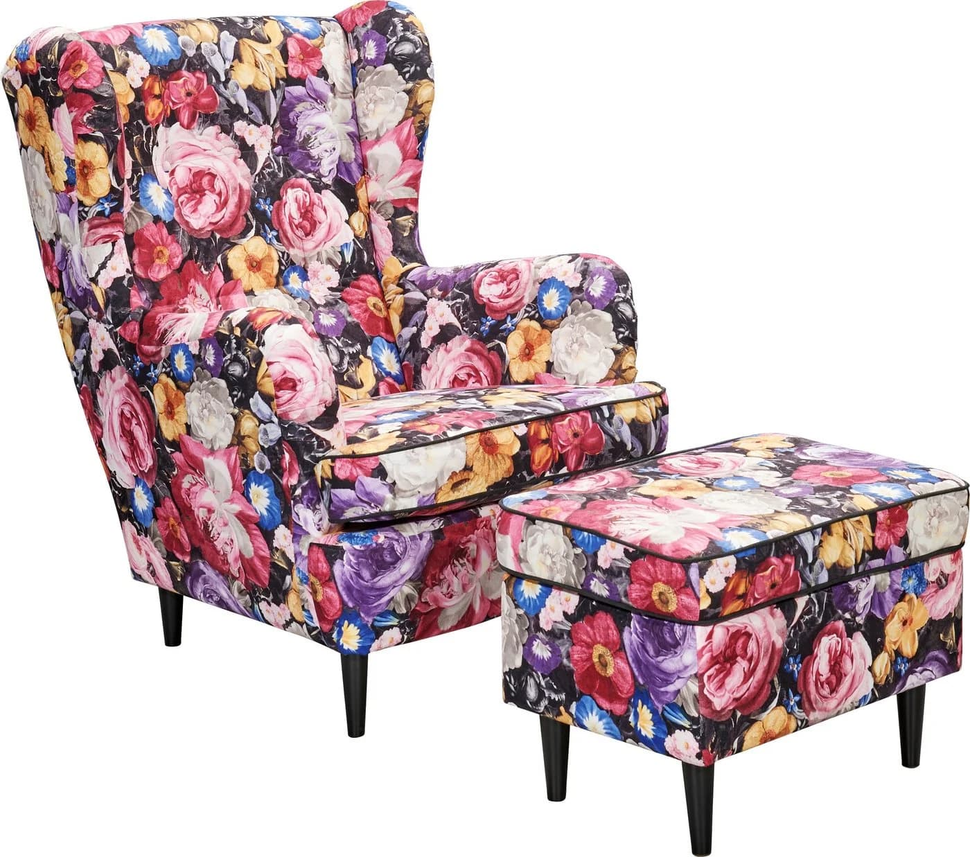 Ohrensessel Laurel Bunt Microvelours Massivholzfüße - Bild 5