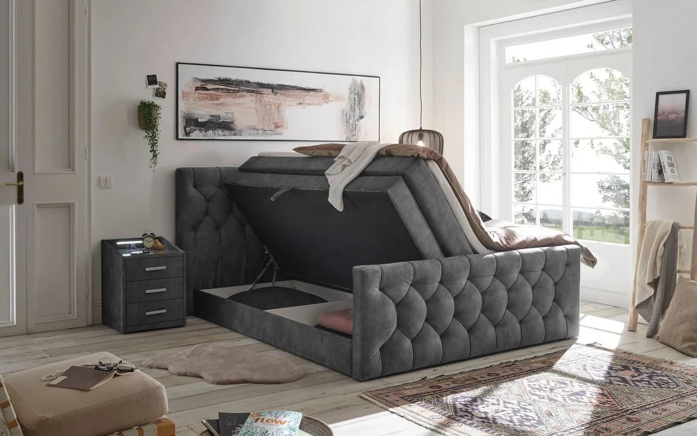 Boxspringbett Cashfield mit Bettkästen und Topper Anthrazit - Bild 3