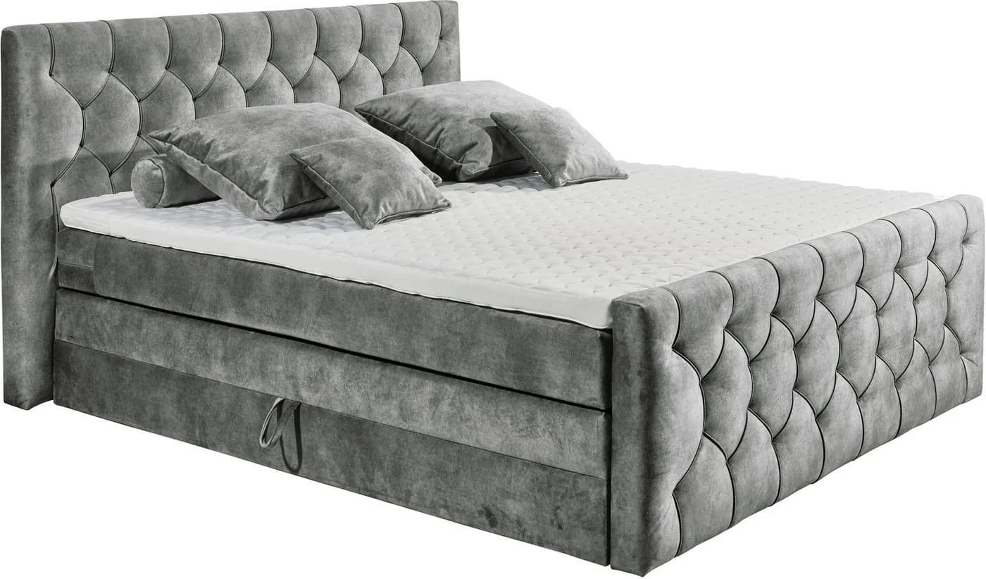 Boxspringbett ED EXCITING DESIGN Cashfield Grau mit Bettkästen