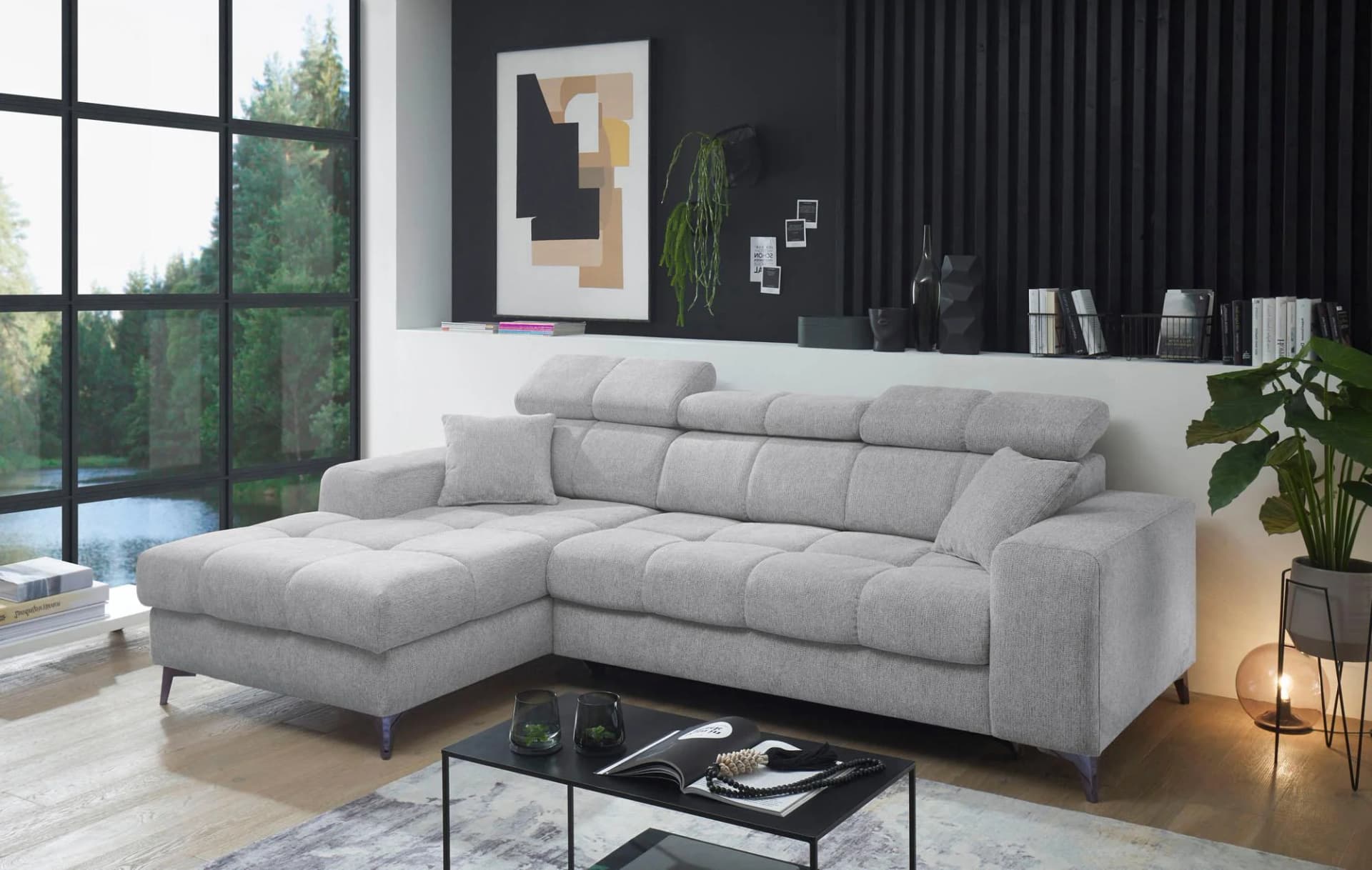 ED EXCITING DESIGN Ecksofa Sydney L-Form Grau mit Bettfunktion