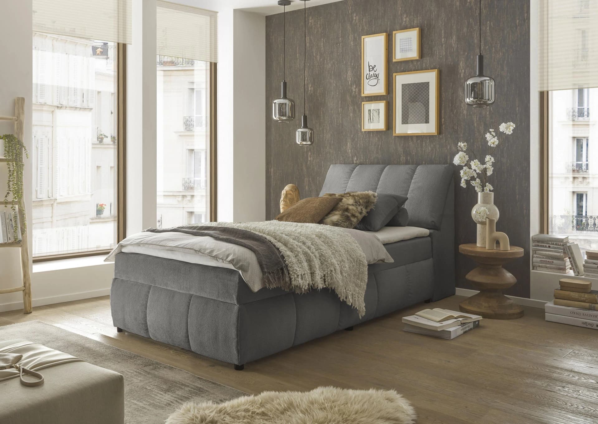Boxbett ED EXCITING DESIGN Valencia Grau mit Bettkasten