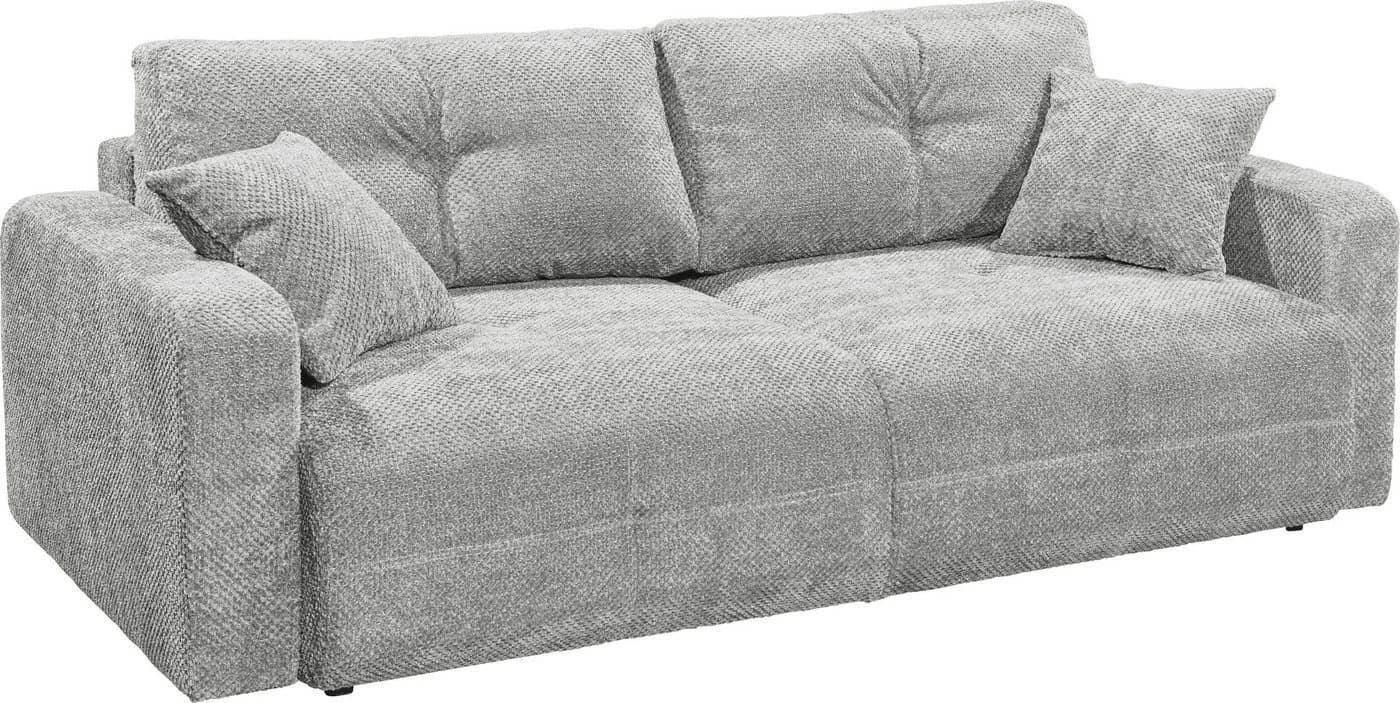 Schlafsofa Bullet Grau Microvelours mit Bettkasten und Schlaffunktion - Bild 3