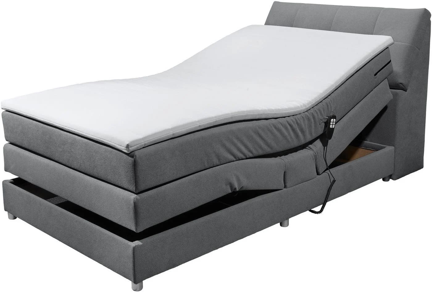 Boxspringbett Toulouse Grau Anthrazit mit Motor und Stauraum - Bild 5