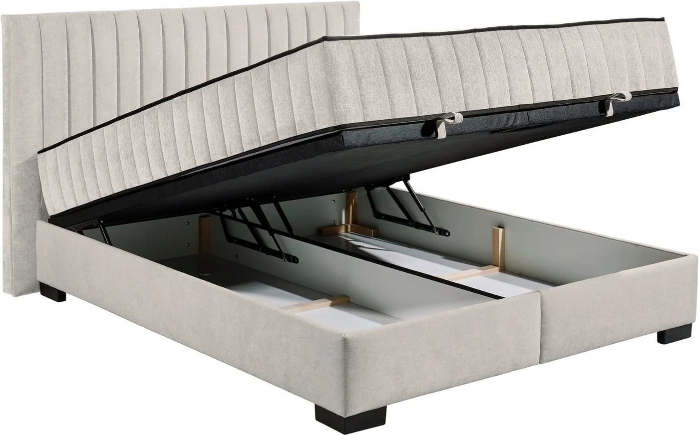 Boxbett Nagol Beige mit Bettkasten und 2 Matratzen - Bild 4
