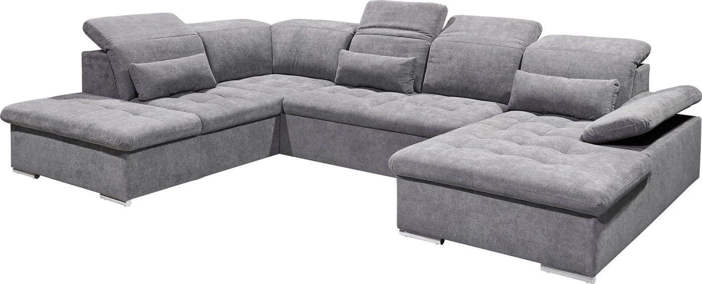 ED EXCITING DESIGN Wohnlandschaft U-Form mit Bettfunktion Grau - Bild 3