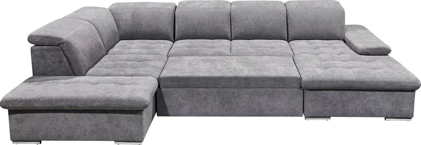 ED EXCITING DESIGN Wohnlandschaft U-Form mit Bettfunktion Grau - Bild 4
